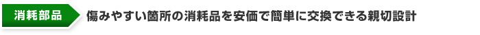 消耗部品　傷みやすい箇所のメンテナンスが簡単にできる親切設計